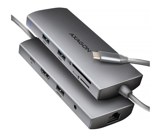 Axagon HMC-8HLSA, USB 5Gbps, 3x USB-A, HDMI 4k/60Hz, RJ-45, SD/mSD - 1353439 - zdjęcie